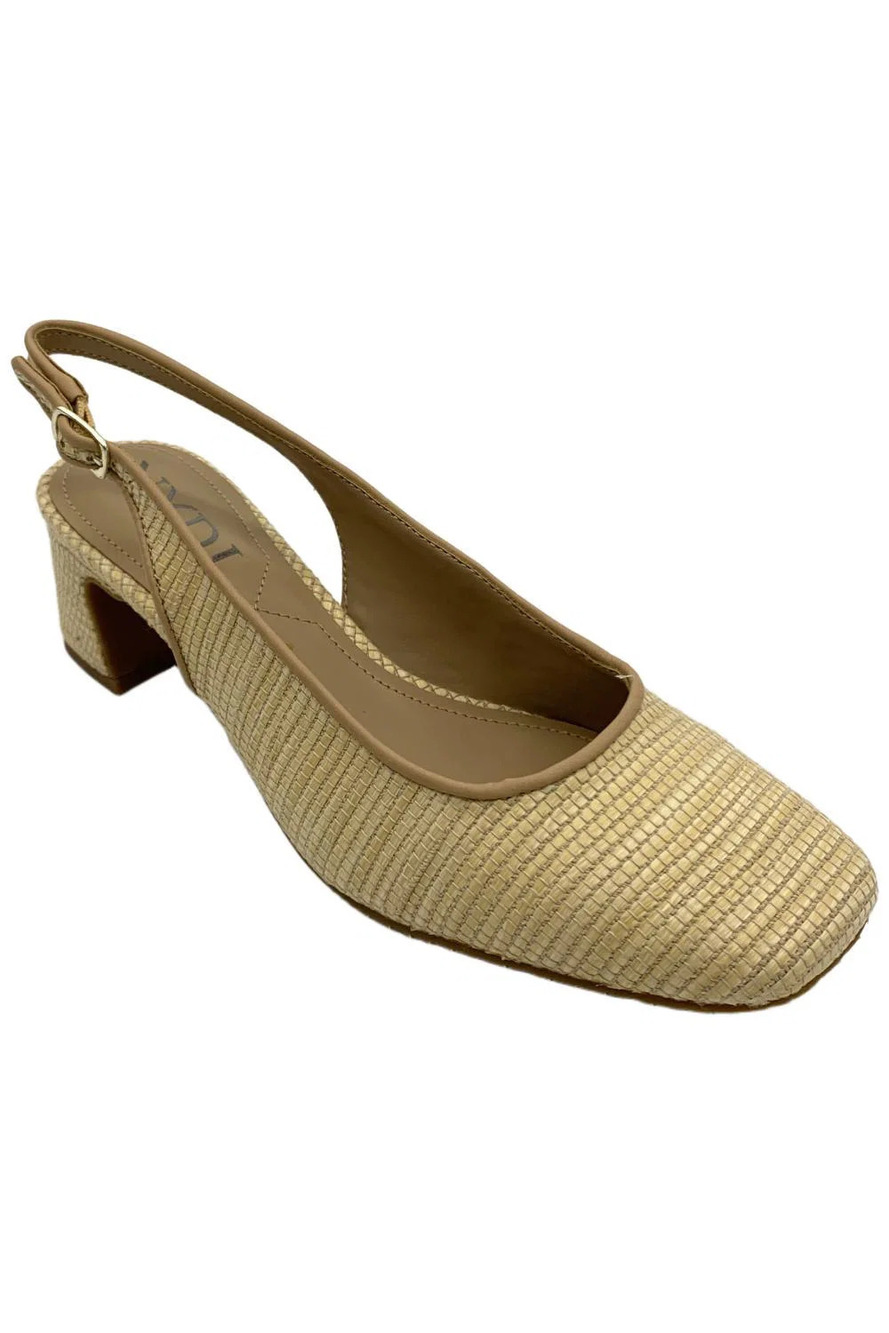 NYDJ Women's Faelynn Slingback Heels Stripped Raffia Natural - Medium
